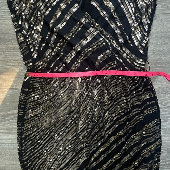 Express Black Gold Y2K Sequin Sleeveless Party Cocktail Finner Dress Size S - Picture 6 of 8